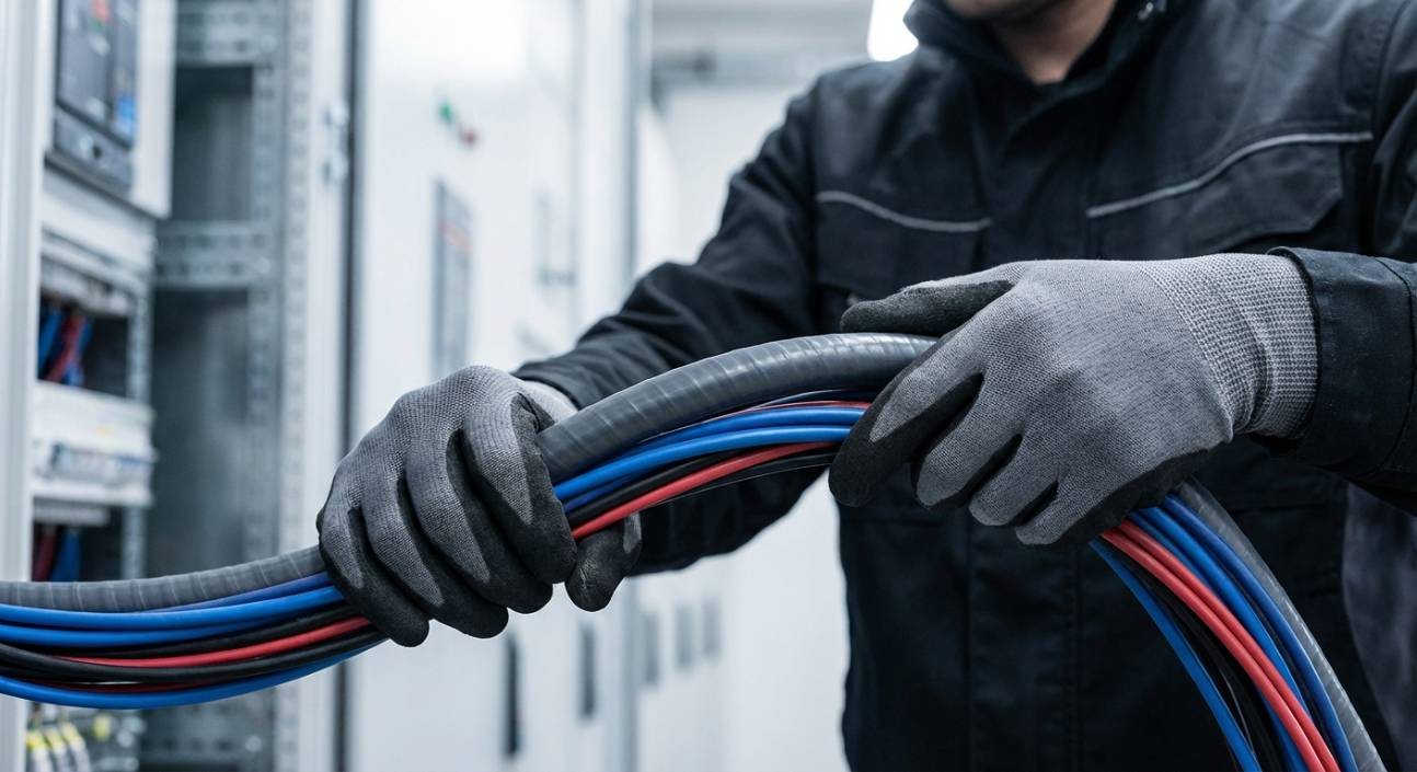 Instalador utilizando Sealtubo Elecon para proteger cabos elétricos