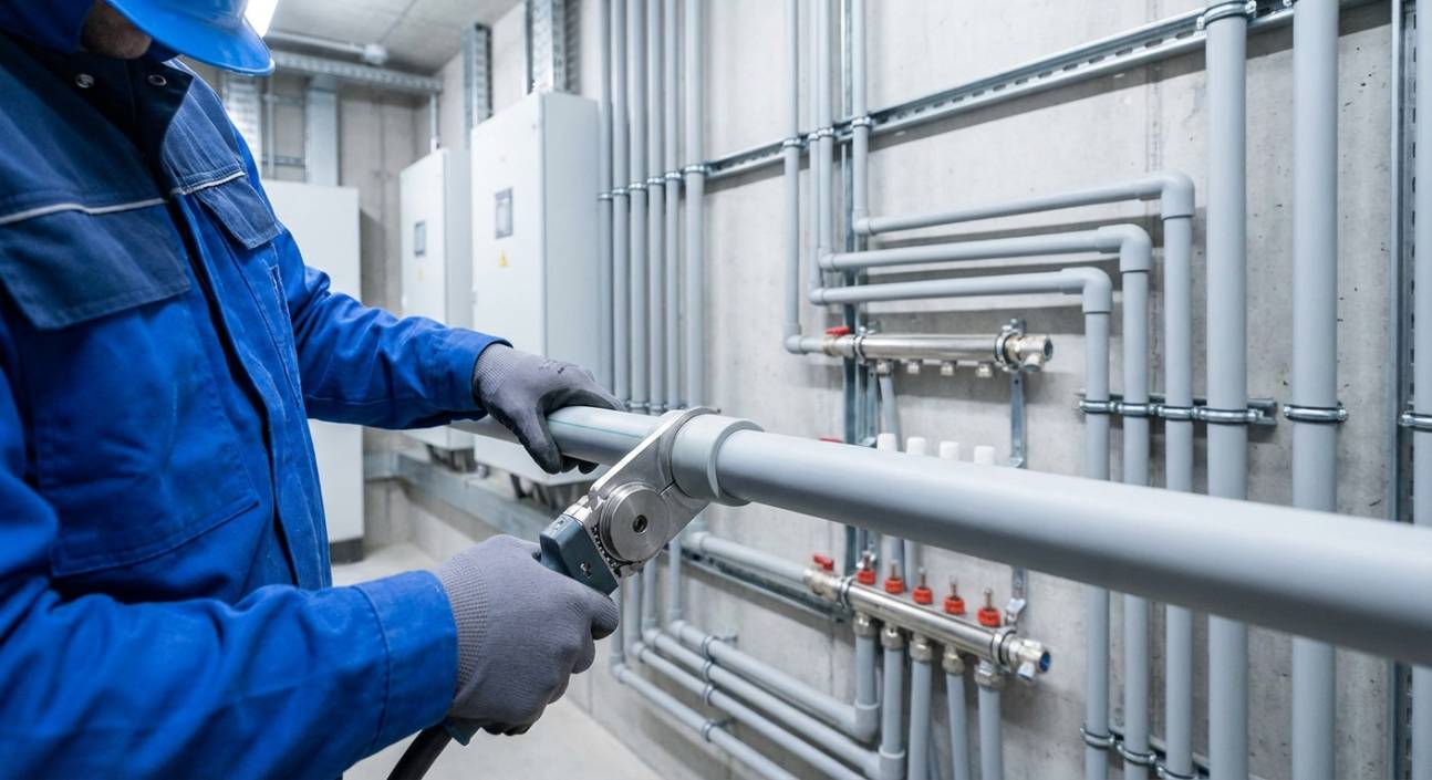 Instalação de Tubo PPR Top Fusion Elecon em sistema de água quente.