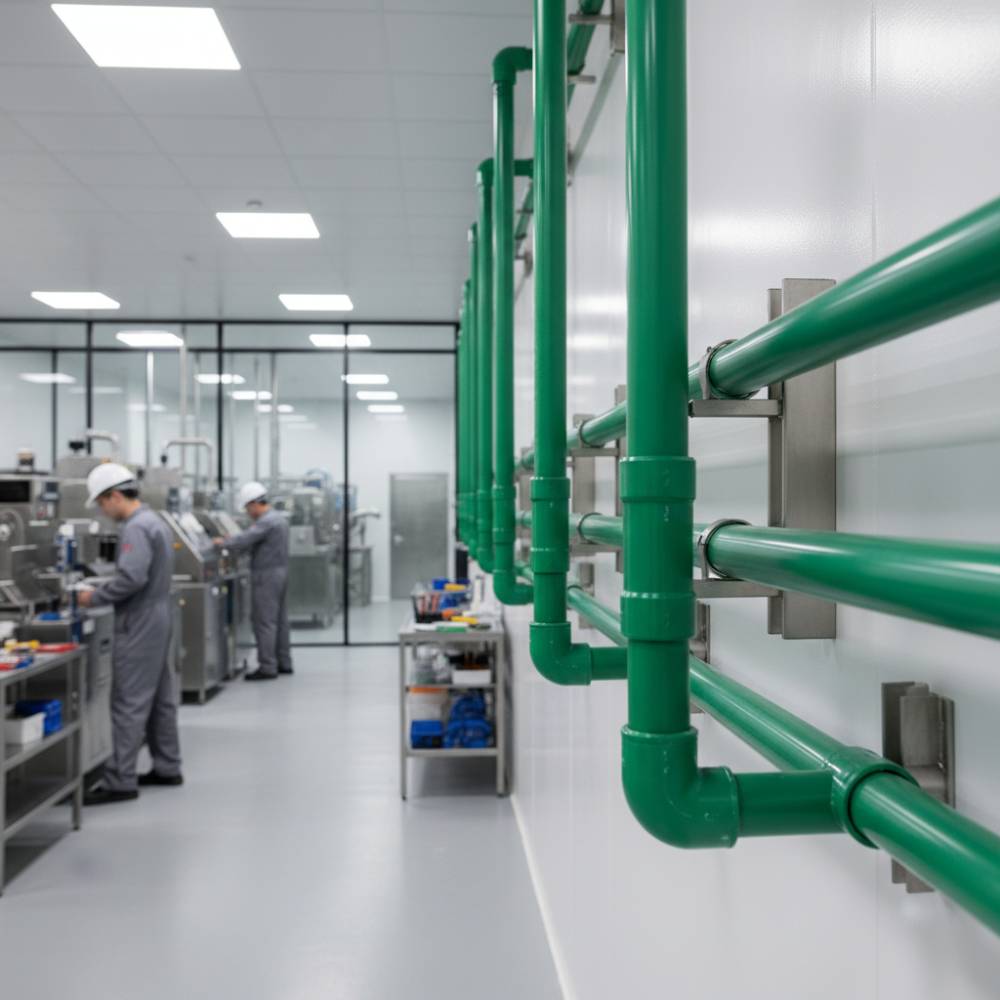 Instalação de tubulação PPR Top Fusion em ambiente comercial, destacando a união por termofusão.