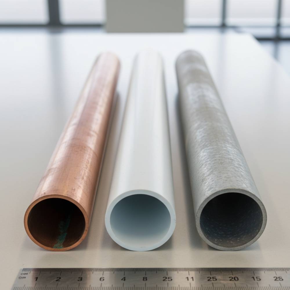 Comparativo entre tubo de cobre Classe E e outros materiais de tubulação