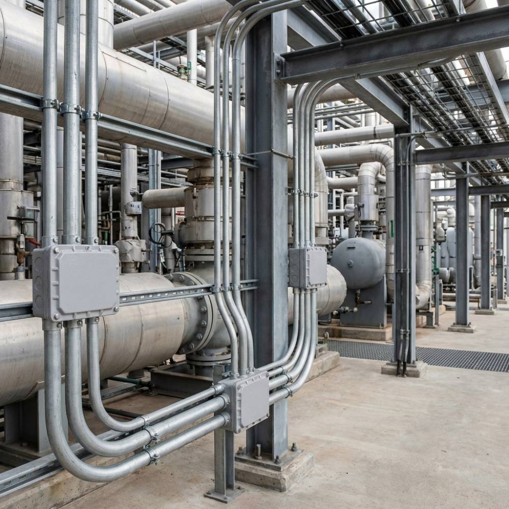 Conduletes EX da Elecon instalados em uma refinaria de petróleo.