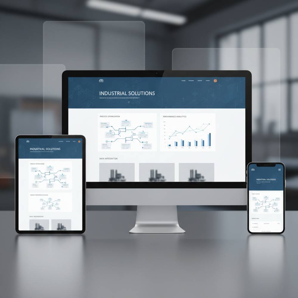 Exemplo de criação de conteúdo criativo para site industrial, com foco em textos técnicos e imagens de alta qualidade.